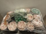 a lot of plates that are wrapped up and ready to be eaten