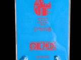 a blue bag with a picture of a robot on it