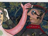 a painting of a man and a woman in military clothing