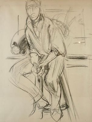 Jacques JOOS (1945-2021), "Jackie Robert", 1965, fusain sur …