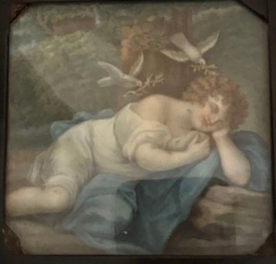 une photo d'un tableau représentant une femme allongée par terre