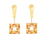 boucles d'oreilles plaquées or ornées de pierres roses et jaunes