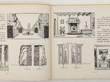 someone is holding a book open to a page with pictures of a living room