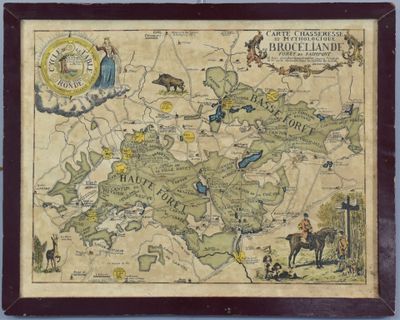 carte ancienne de Boccolando, encadrée dans un cadre en bois, accrochée au mur
