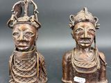 paire de figurines africaines en bronze représentant une femme et un homme
