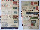 two pieces of old envelopes with stamps on them on a table