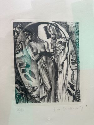a picture of a drawing of a woman and a man