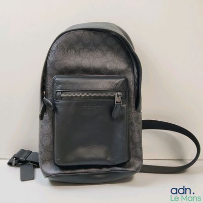 COACH - Sac "Ouest" en toile enduite signature et cuir noir …