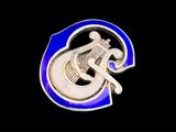 a close up of a blue and white guitar on a black background