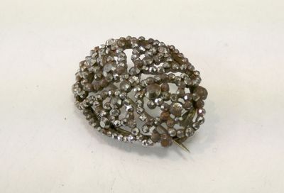 Bijou de deuil en fer de Berlin, broche XIX ème+, longueur 3…