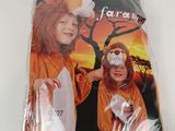 two children ' s lion costumes in plastic bags on a white background