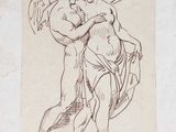 une image représentant un dessin d'un homme portant une femme