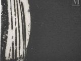 a black and white photo of a piece of art