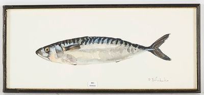 tableau représentant un poisson dans un cadre noir accroché à un mur blanc