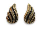 paire de boucles d'oreilles noires et dorées ornées de cristaux