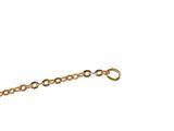gold plated chain with oval links and a clasp on a white background