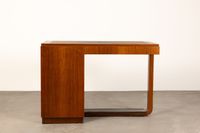 Bureau moderniste en bois de placage et métal chromé. (photo 5)