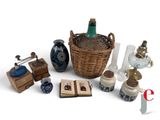 a wicker basket filled with bottles and other items