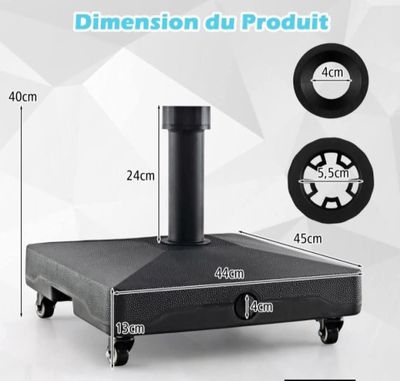 une image représentant un porte-parapluies noir muni de roulettes
