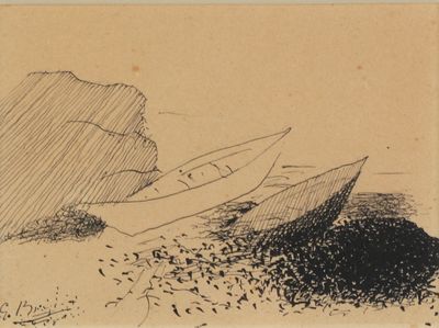 une image représentant un dessin d'un bateau sur l'eau