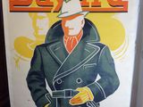 une vieille affiche représentant un homme en costume et chapeau