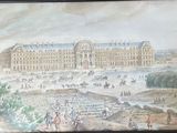 a picture of a painting of a palace in the middle of the picture