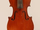 a close up of a violin with a bow on a white background