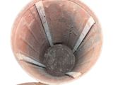 an image of a close up view of a clay vase