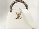 Sac Louis Vu Vu à poignées en python, blanc