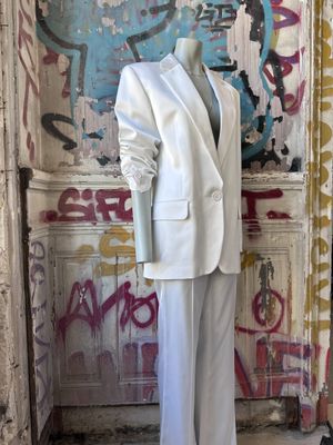 Tailleur T.40 A. VAUTHIER en satin stretch blanc neuf avec é…