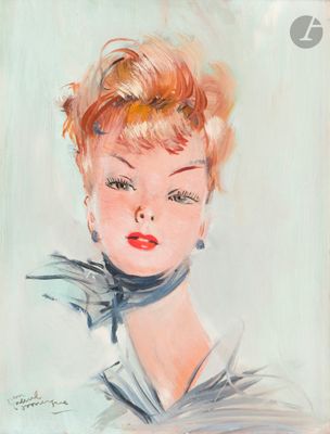 un tableau représentant une femme avec un foulard autour du cou