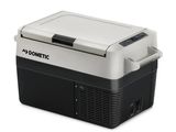 dometic portable fridge with the door open and the lid open
