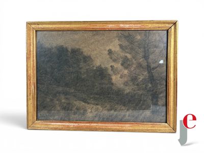 une image d'un tableau représentant un paysage avec des arbres au premier plan