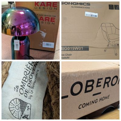 plusieurs images différentes d'une boîte contenant une lampe, une image d'une boîte contenant une lampe et une image d'une boîte contenant une