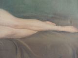 a painting of a nude woman laying on a bed