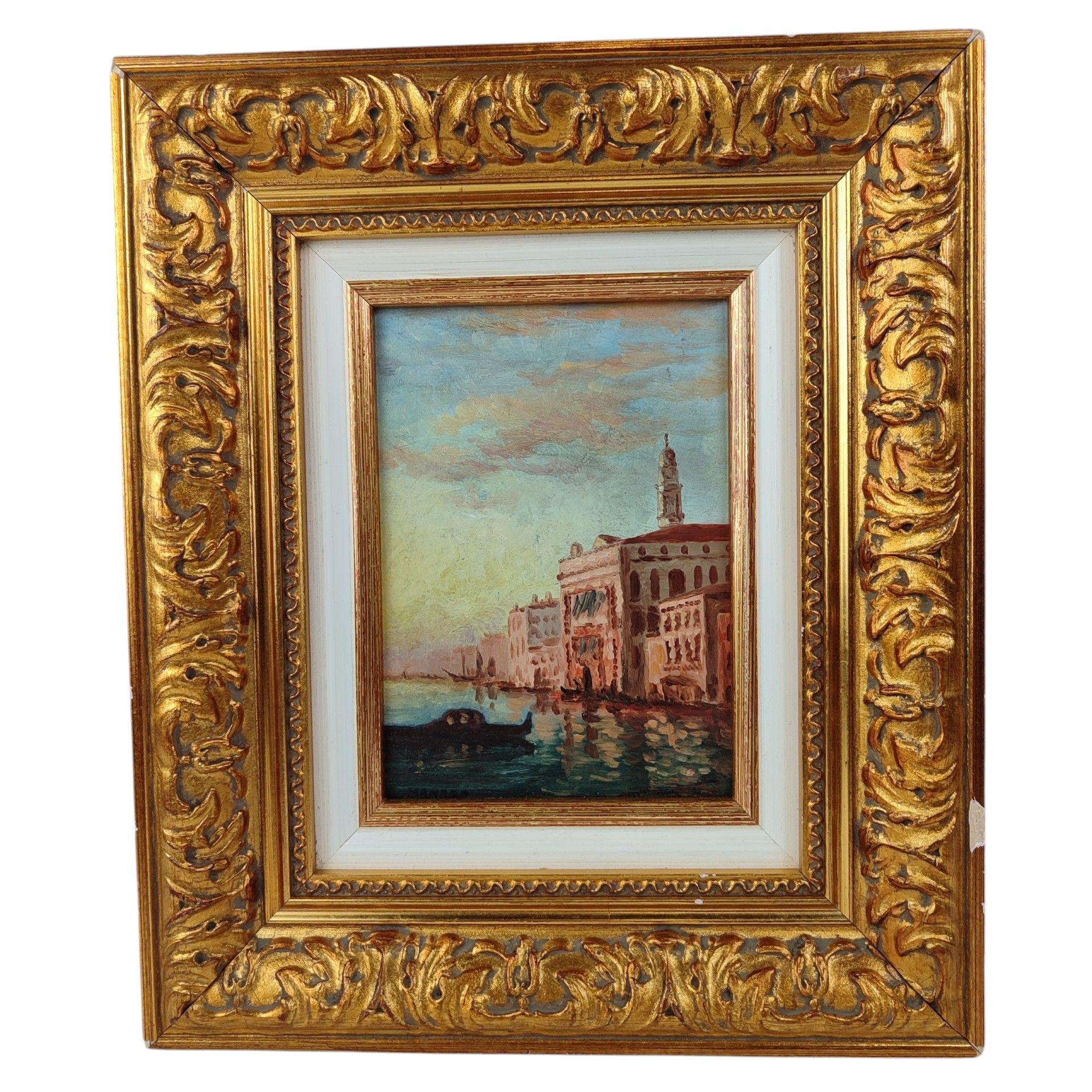 MANAGO "Venise", Huile sur panneau signée en bas à gauche.