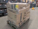 a large stack of boxes on a pallet in a warehouse