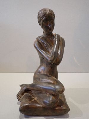 Pierre CHENET (XXe-XXIe siècle) "Nu féminin agenouillé".