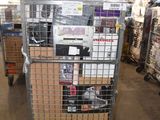 a large metal cart with many items in it