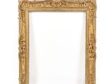 an old gold picture frame with a white background