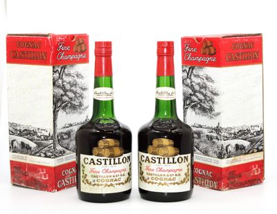 two bottles of castleton ' s irish whiskey sitting next to each other