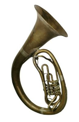 Instrument de musique helicon en laiton.