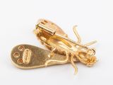 yellow gold plated bug brooch pin with clear crystal eyes