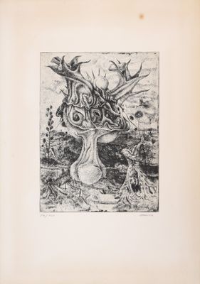 un vieux livre sur lequel figure le dessin d'un arbre et d'un oiseau