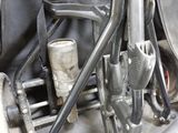a close up of a motorcycle with a bunch of tools inside of it