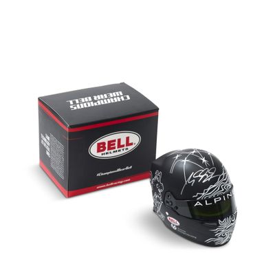 the helmet is black and has a white design on it