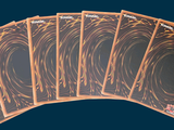 six cards with a picture of a spiral design on them on a blue background