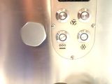 a close up view of a stainless steel oven