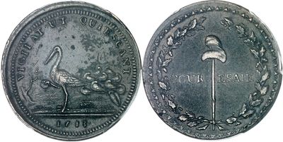 une image d'une pièce de monnaie sur le verso de laquelle figure un oiseau
