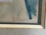 painting of a blue bird perched on a tree branch in a frame